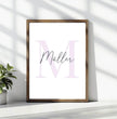 Einzigartiges Familienposter: zarte Initialen in sanften Pastelltönen - posterfolio.de