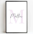 Einzigartiges Familienposter: zarte Initialen in sanften Pastelltönen - posterfolio.de