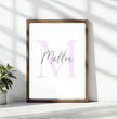 Einzigartiges Familienposter: zarte Initialen in sanften Pastelltönen - posterfolio.de
