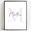 Einzigartiges Familienposter: zarte Initialen in sanften Pastelltönen - posterfolio.de