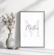 Einzigartiges Familienposter: zarte Initialen in sanften Pastelltönen - posterfolio.de
