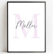 Einzigartiges Familienposter: zarte Initialen in sanften Pastelltönen - posterfolio.de