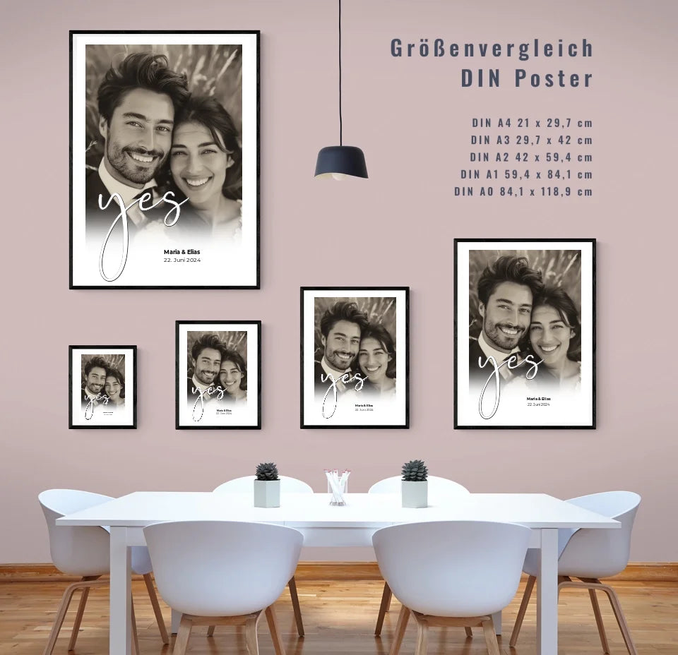 Personalisiertes Hochzeitsposter ”yes": Euer einzigartiger Liebesbeweis