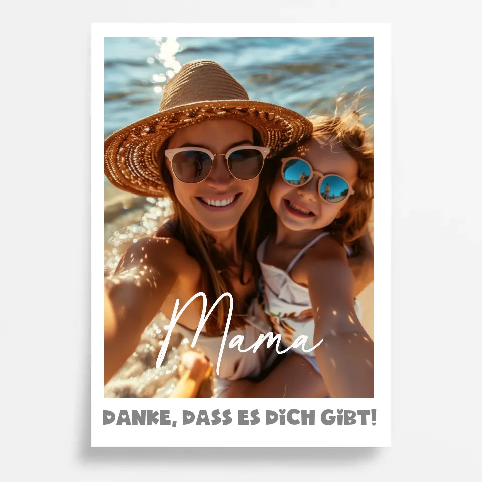 Einzigartiges Geschenk: Personalisiertes Poster mit Foto - Danke Mama