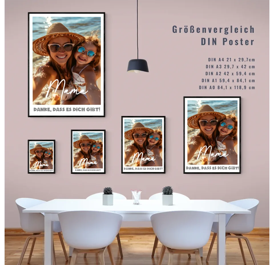 Einzigartiges Geschenk: Personalisiertes Poster mit Foto - Danke Mama