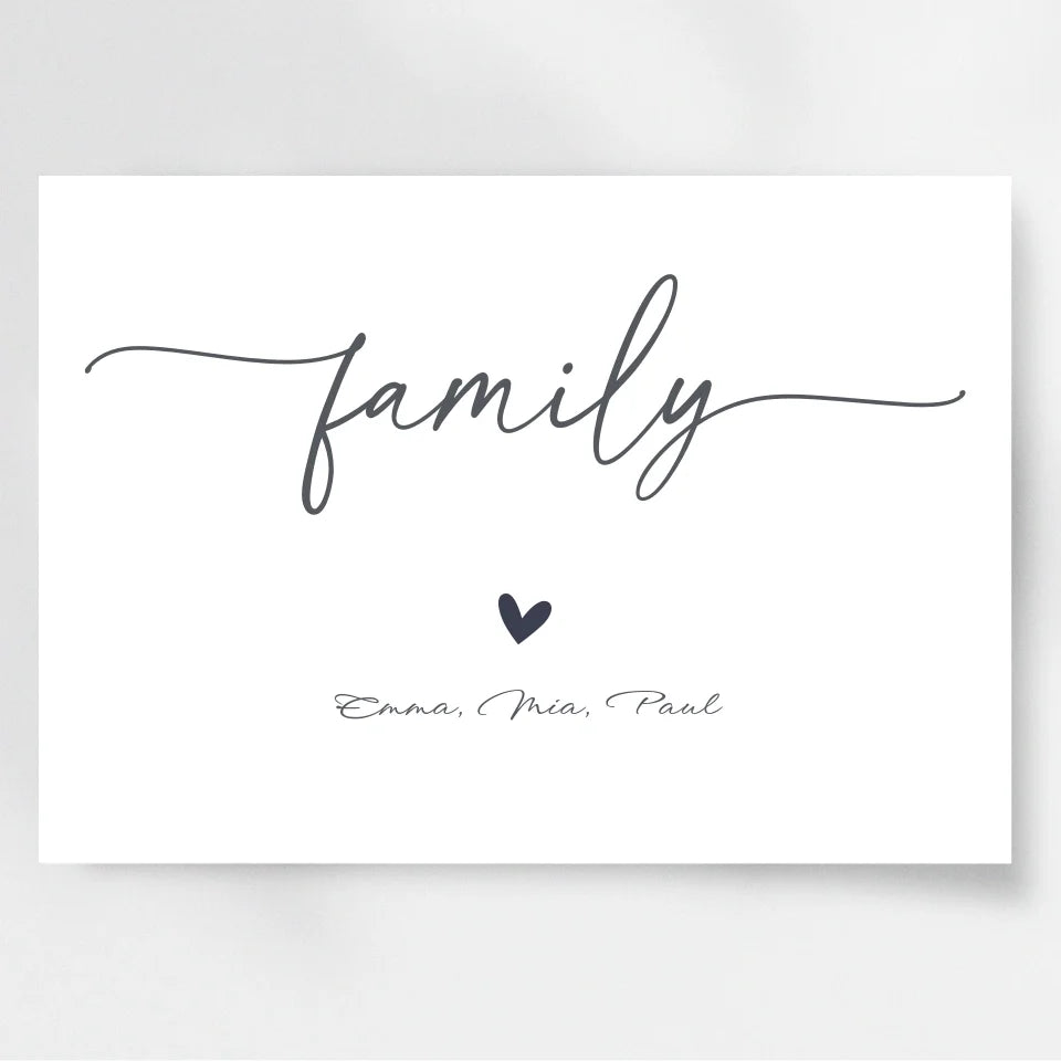 Familie ist alles: Personalisiertes Familien-Poster ”family" als einzigartiges Geschenk"