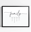 Einzigartiges Familienposter: Personalisiertes Geschenk mit vier Namen und liebevollen Details - posterfolio.de