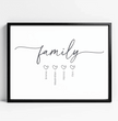 Einzigartiges Familienposter: Personalisiertes Geschenk mit vier Namen und liebevollen Details - posterfolio.de