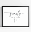 Einzigartiges Familienposter: Personalisiertes Geschenk mit vier Namen und liebevollen Details - posterfolio.de