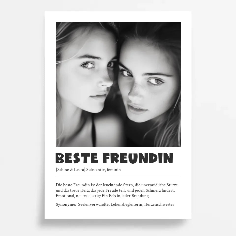 Definitions Poster Beste Freundin – Dein einzigartiges, personalisiertes Geschenk