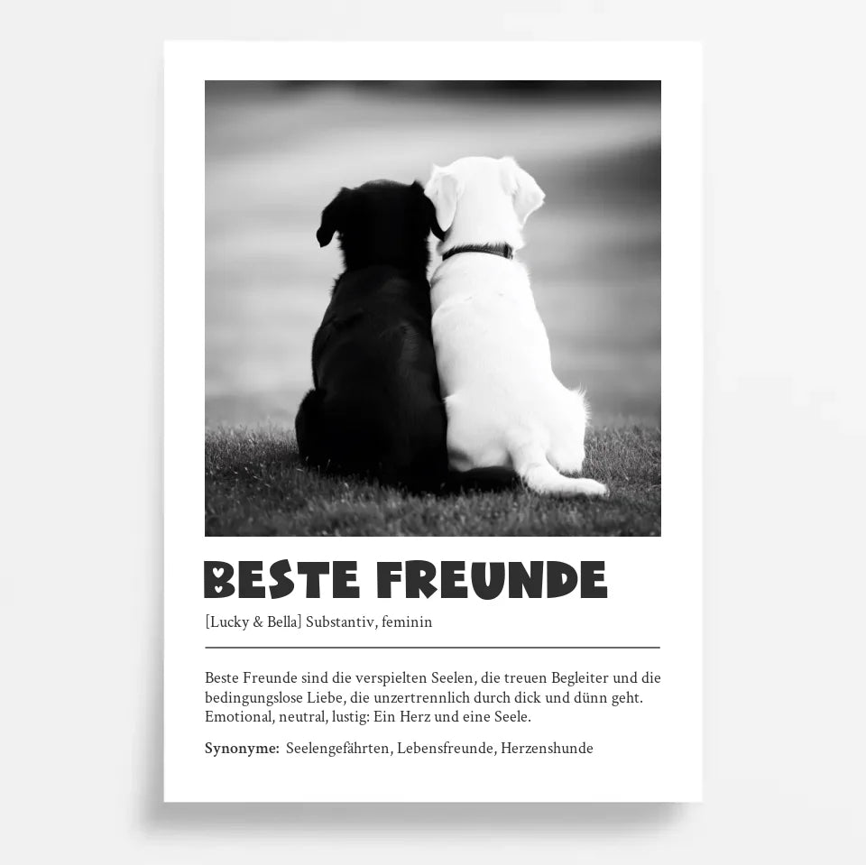 Definitions Poster Beste Freunde (Hundefreunde) – Personalisiertes Geschenk