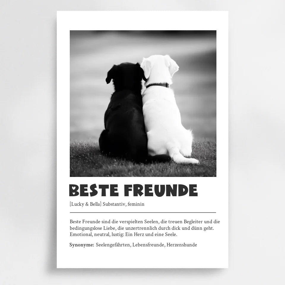 Definitions Poster Beste Freunde (Hundefreunde) – Personalisiertes Geschenk