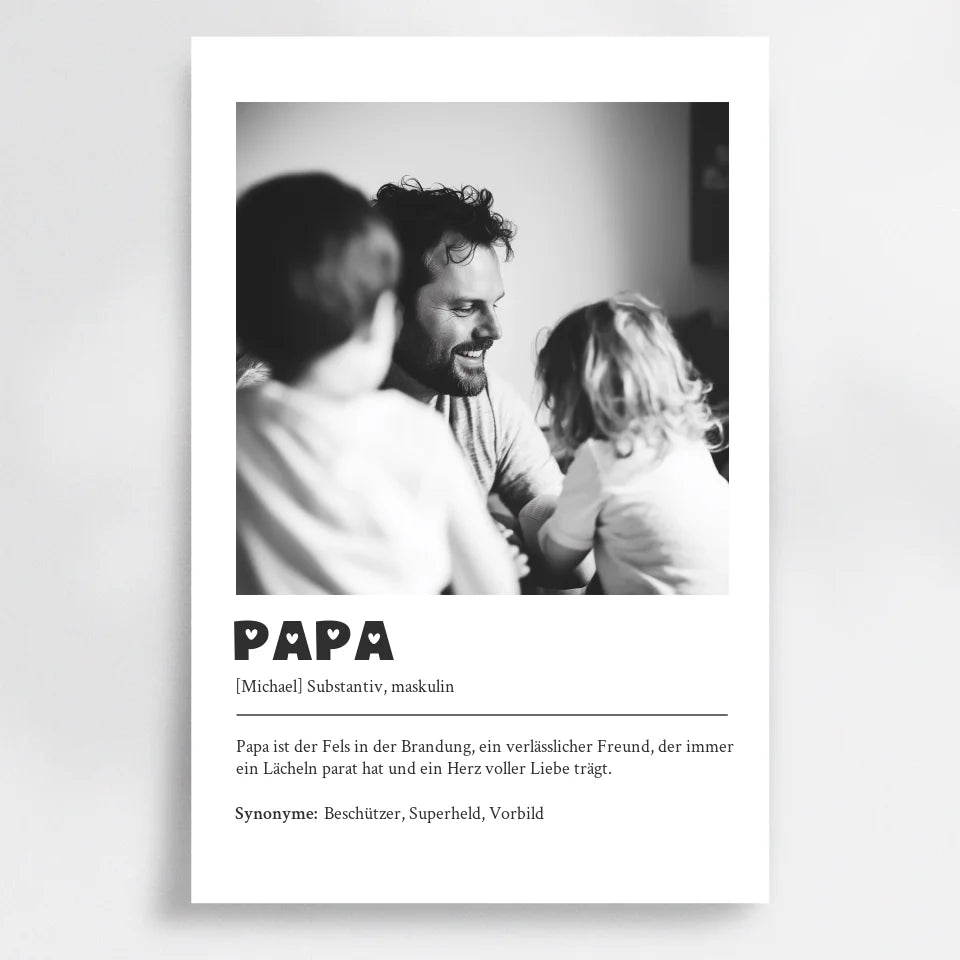 Liebevoll gestaltetes Definitions Poster als einzigartiges Geschenk für Papa