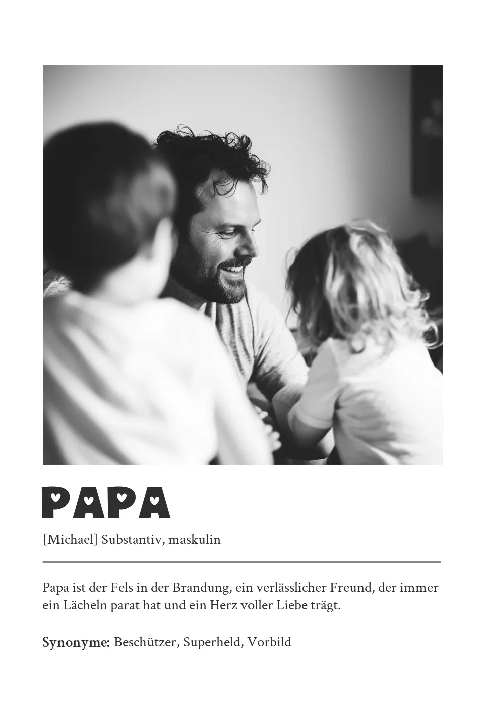 Liebevoll gestaltetes Definitions Poster als einzigartiges Geschenk für Papa