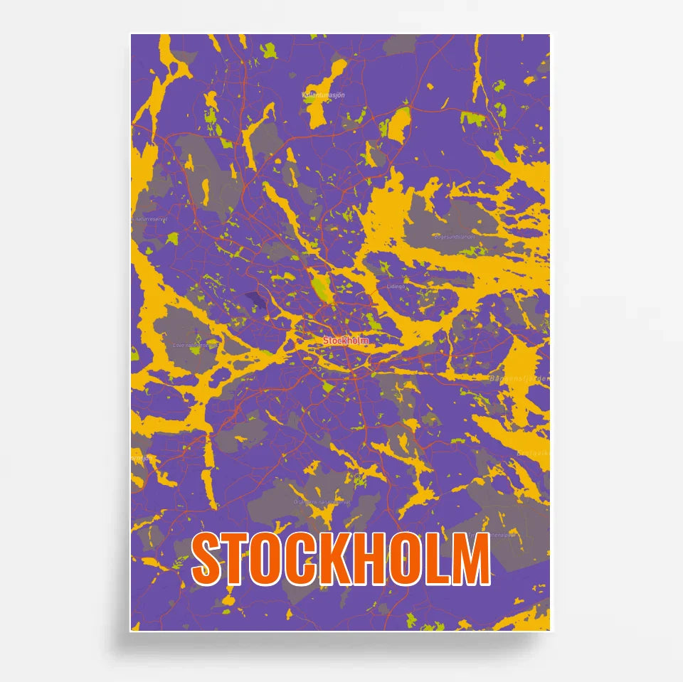 Personalisierte Landkarte Stockholm im Style Pop Punk