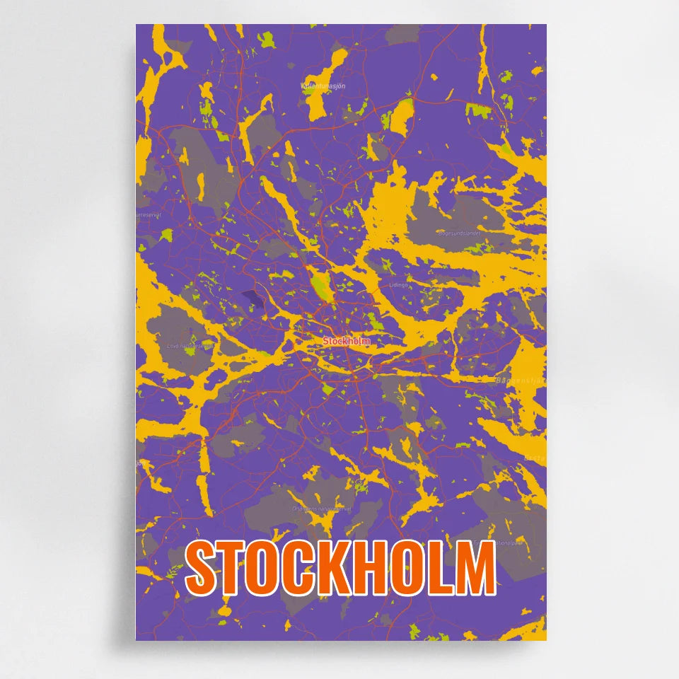 Personalisierte Landkarte Stockholm im Style Pop Punk