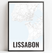 Deine individuell gestaltete Landkarte im Style “Lissabon” mit einem transparenten Verlauf - posterfolio.de
