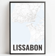 Deine individuell gestaltete Landkarte im Style “Lissabon” mit einem transparenten Verlauf - posterfolio.de