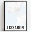 Deine individuell gestaltete Landkarte im Style “Lissabon” mit einem transparenten Verlauf - posterfolio.de