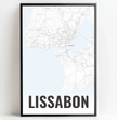 Deine individuell gestaltete Landkarte im Style “Lissabon” mit einem transparenten Verlauf - posterfolio.de