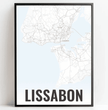 Deine individuell gestaltete Landkarte im Style “Lissabon” mit einem transparenten Verlauf - posterfolio.de