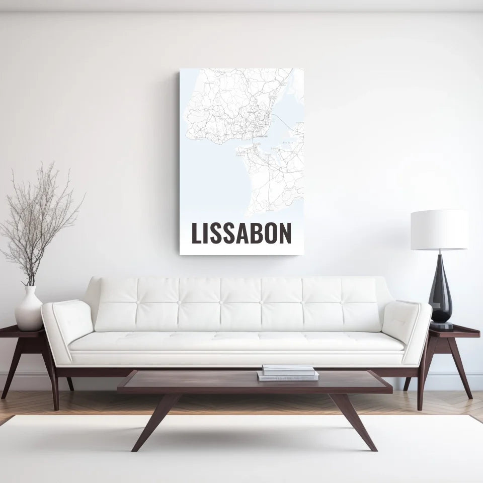 Deine individuell gestaltete Landkarte im Style “Lissabon” mit einem transparenten Verlauf