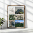 Fotocollage mit Landkarte und Koordinaten – Drei Zinnen Dolomiten - posterfolio.de