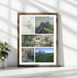 Fotocollage mit Landkarte und Koordinaten – Drei Zinnen Dolomiten - posterfolio.de