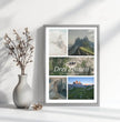 Fotocollage mit Landkarte und Koordinaten – Drei Zinnen Dolomiten - posterfolio.de