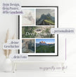 Fotocollage mit Landkarte und Koordinaten – Drei Zinnen Dolomiten - posterfolio.de
