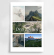Fotocollage mit Landkarte und Koordinaten – Drei Zinnen Dolomiten - posterfolio.de