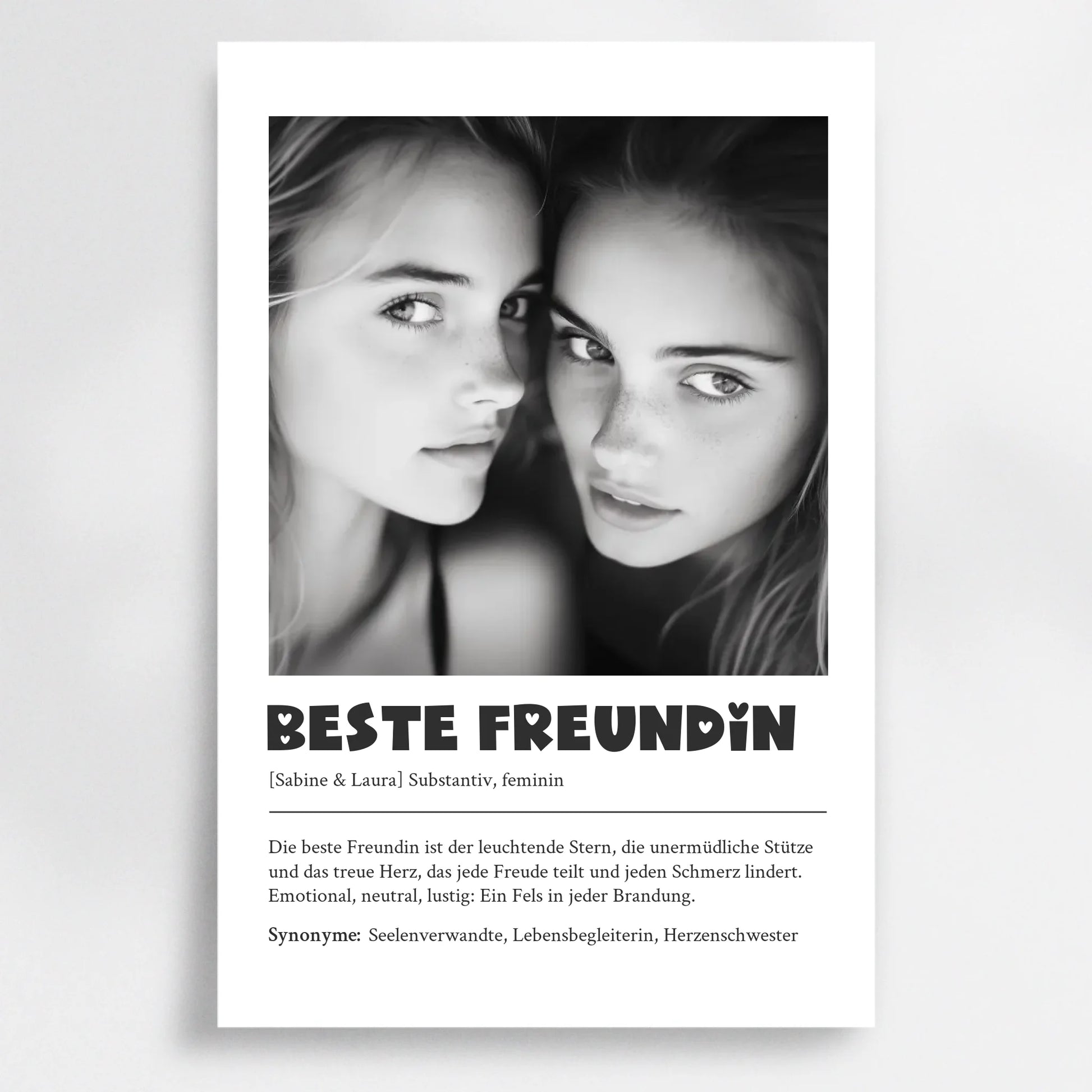 Definitions Poster Beste Freundin – Dein einzigartiges, personalisiertes Geschenk